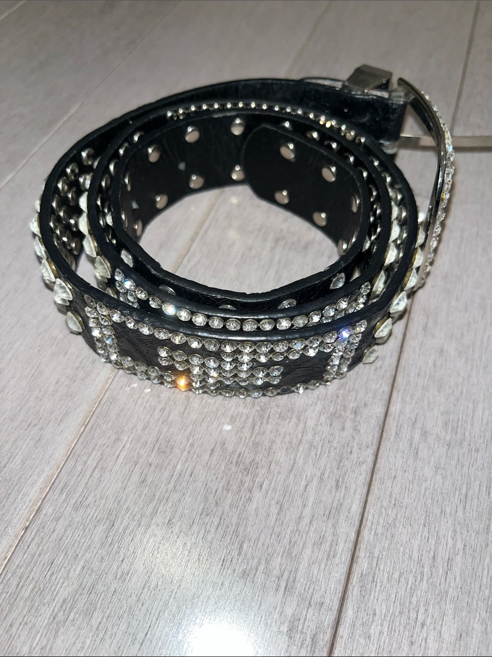 Black Studded Rhinestone Belt - Picture 2 of 8